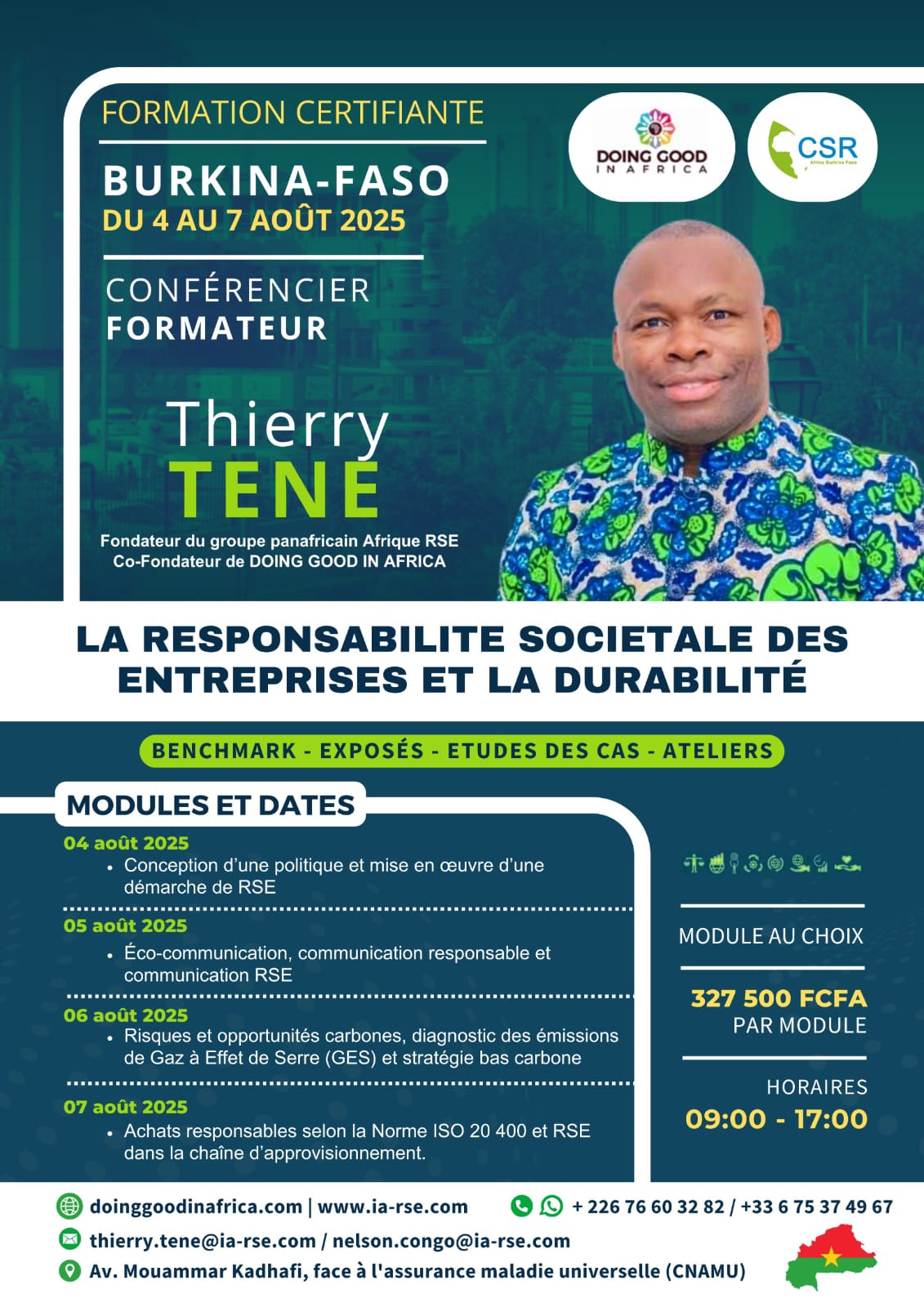 Formation des cadres et dirigeants sur la RSE et la durabilité Bukina Faso