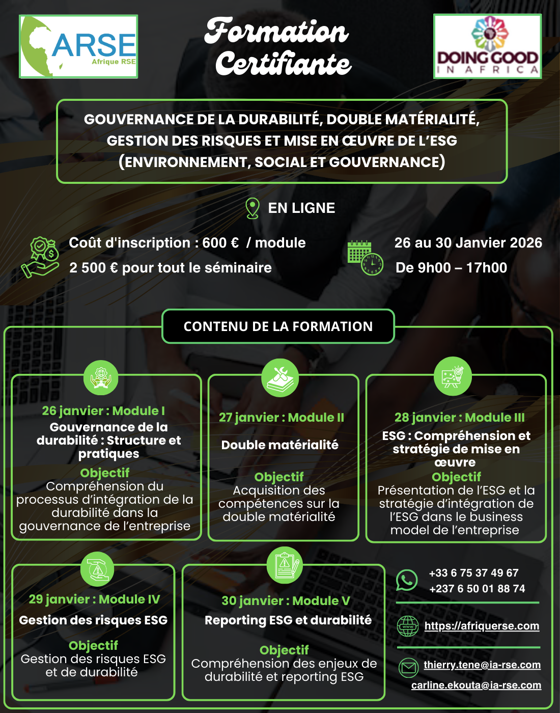 Showing 81 of 125 media items Load more Uploading 1 / 1 – Formation Certifiante Durabilité et Gouvernance Décembre 2025.png Attachment Details Formation Certifiante Durabilité et Gouvernance Décembre 2025