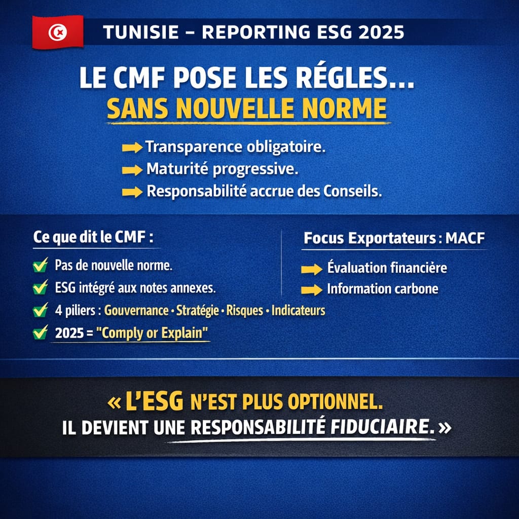 ESG en Tunisie : le Conseil du Marché Financier (CMF) apporte des précisions sur les obligations de reporting ESG pour les sociétés faisant appel public à épargne