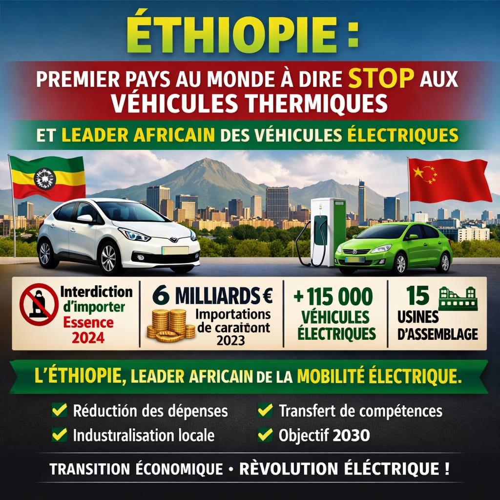 Éthiopie : Premier monde à interdire les véhicules thermiques devient le leader africain des véhicules électriques grâce à la Chine