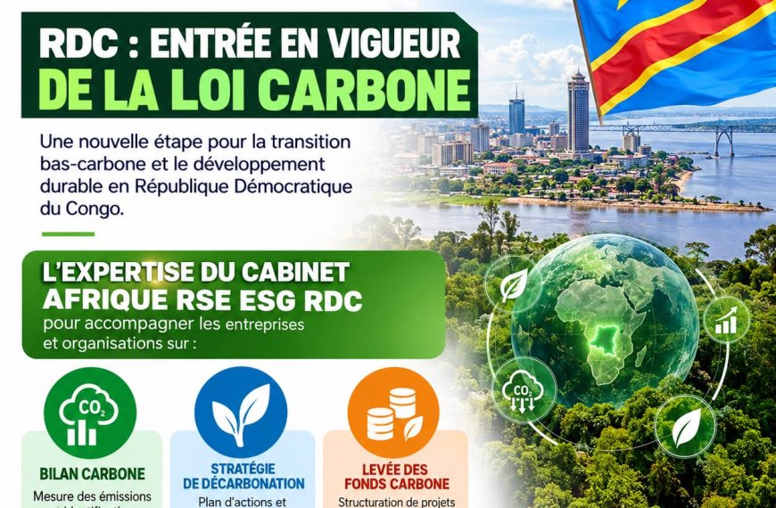 🇨🇩 RDC : ENTRÉE EN VIGUEUR DE LA LOI CARBONE ET EXPERTISE DU CABINET AFRIQUE RSE ESG RDC SUR LA RÉALISATION DU BILAN CARBONE, LA STRATÉGIE DE DÉCARBONATION ET LA LEVÉE DES FONDS CARBONE